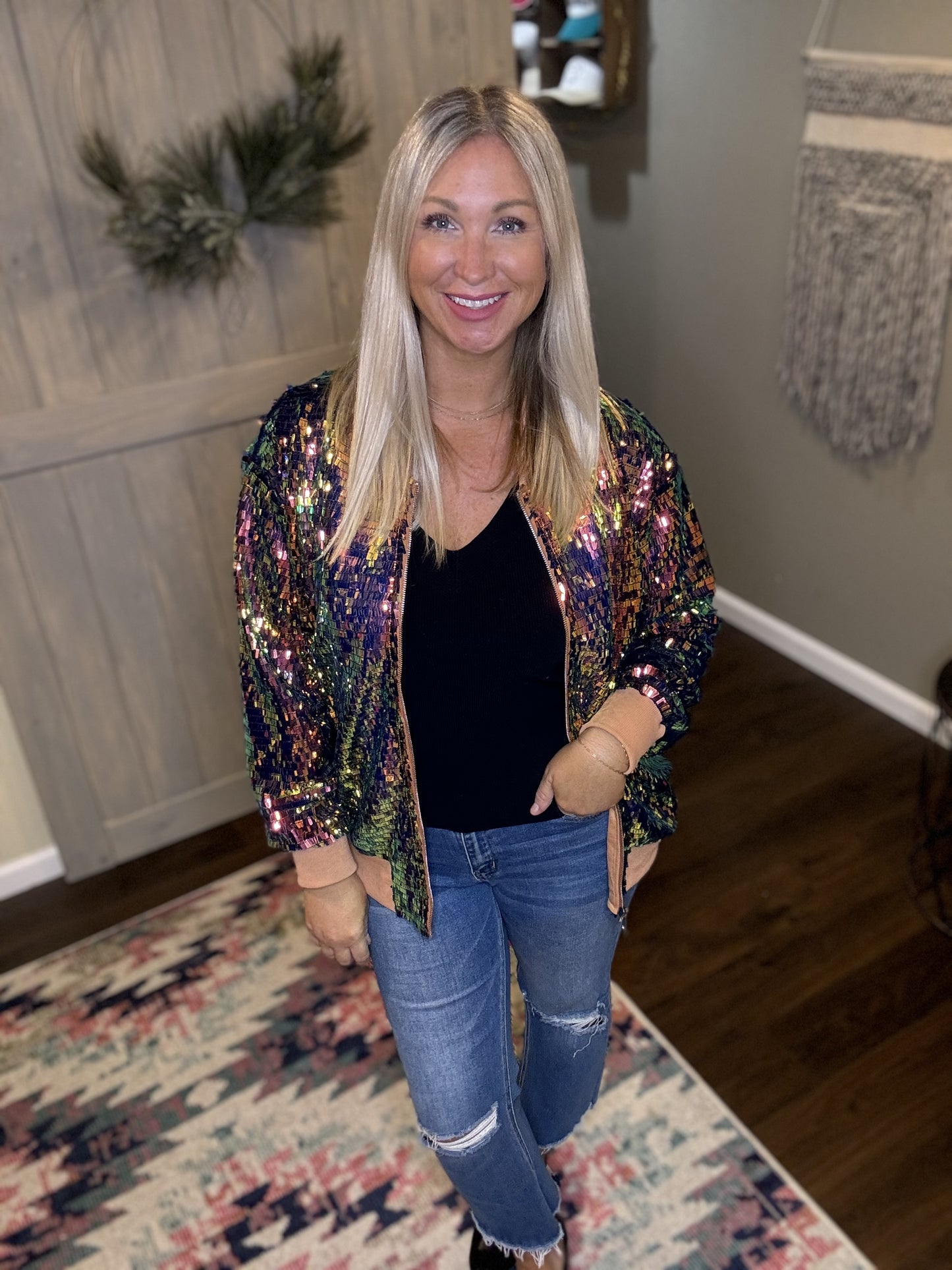 Sequin Bomber Jacket