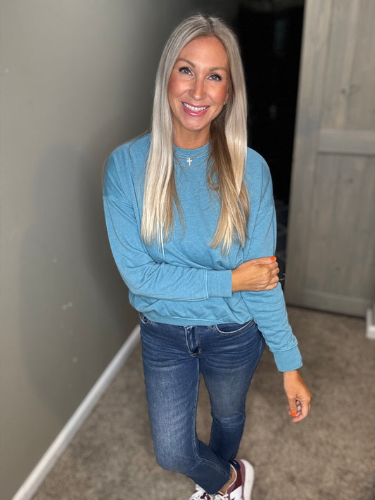 Teal Mineral Wash Sweatshirt