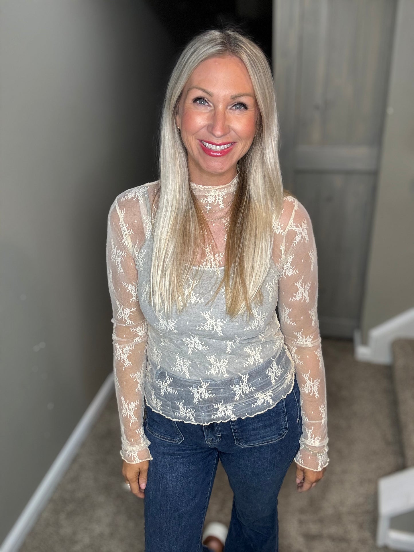 Cream Lace Top