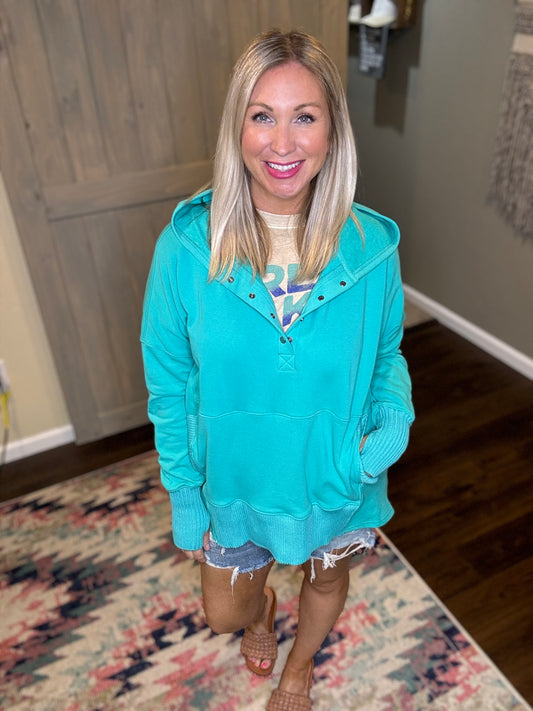 Turquoise French Terry Hoodie