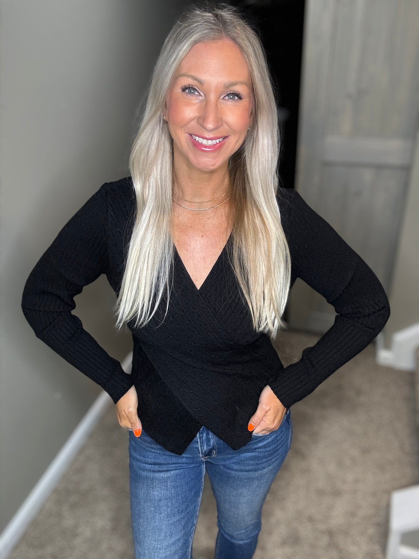 Black Wrap Sweater