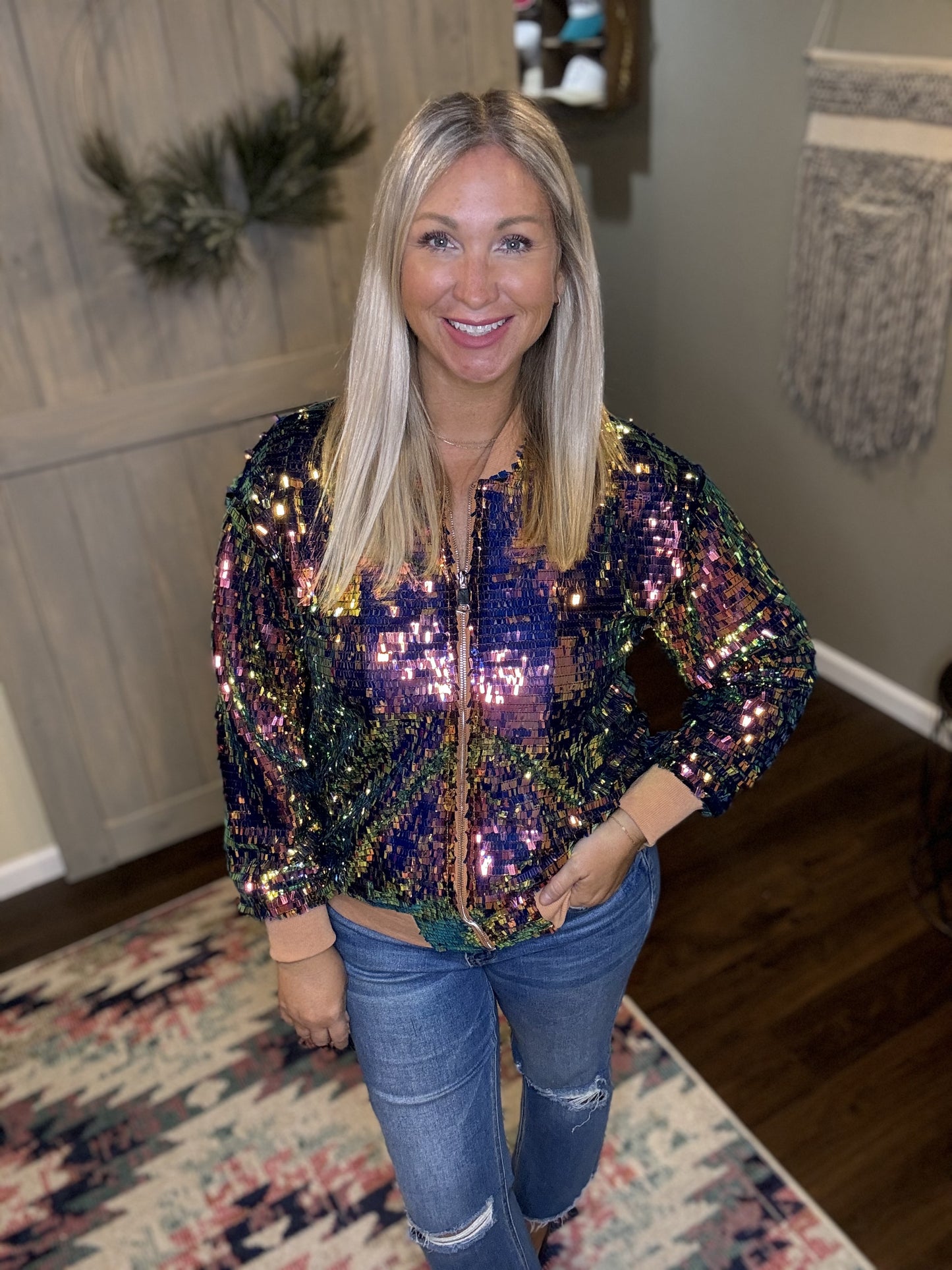 Sequin Bomber Jacket