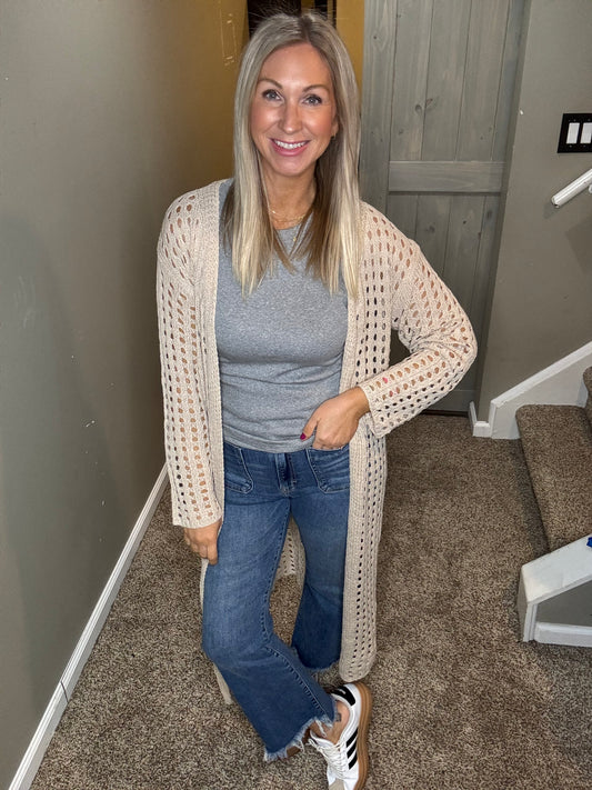 Open Knit Longline Cardigan