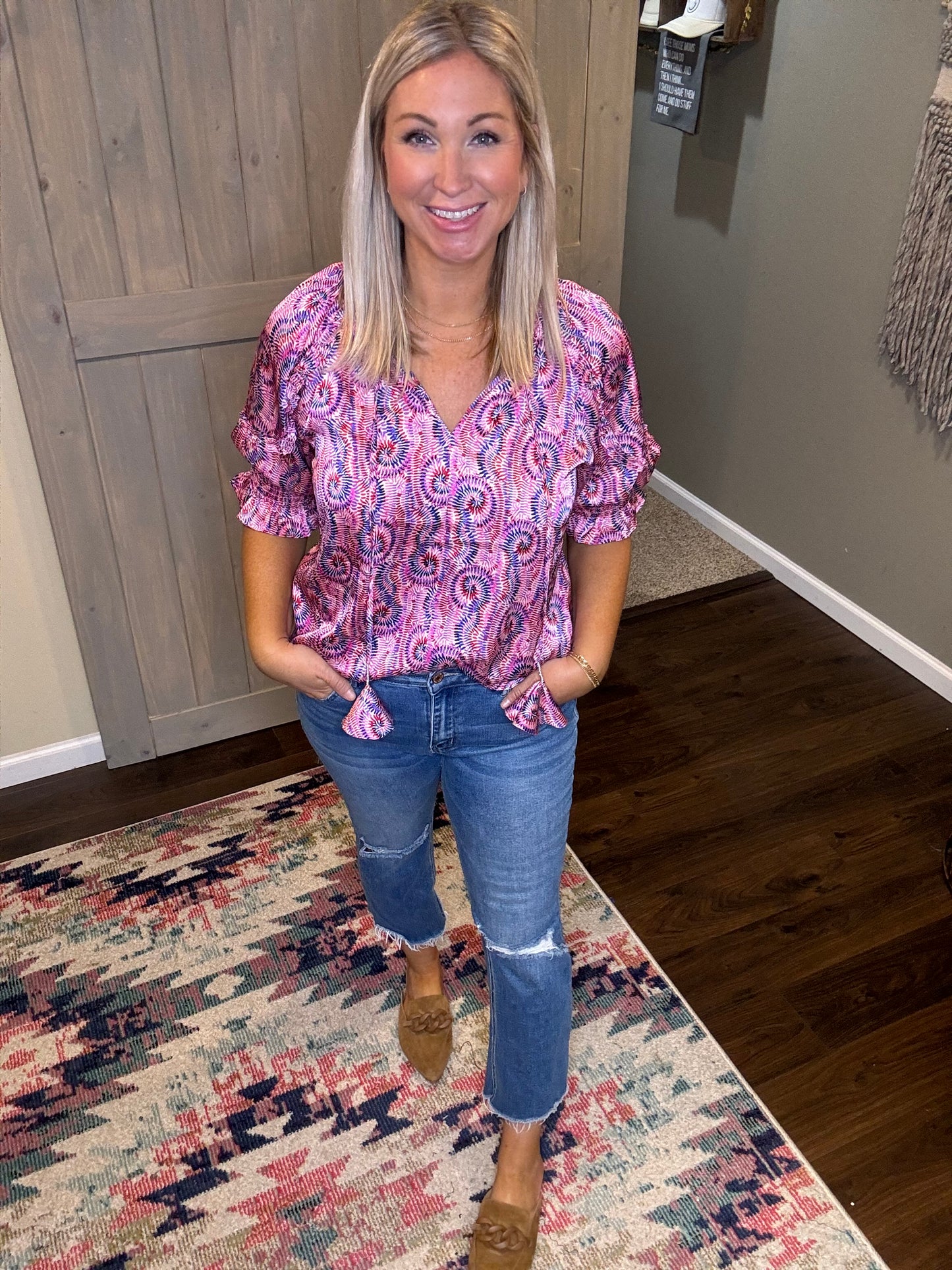 Pink Tassel Tie Top