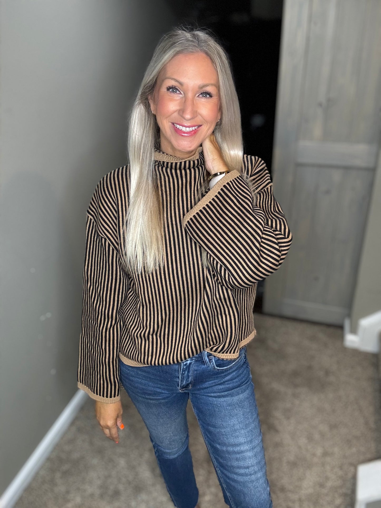 Striped Black Tan Sweater