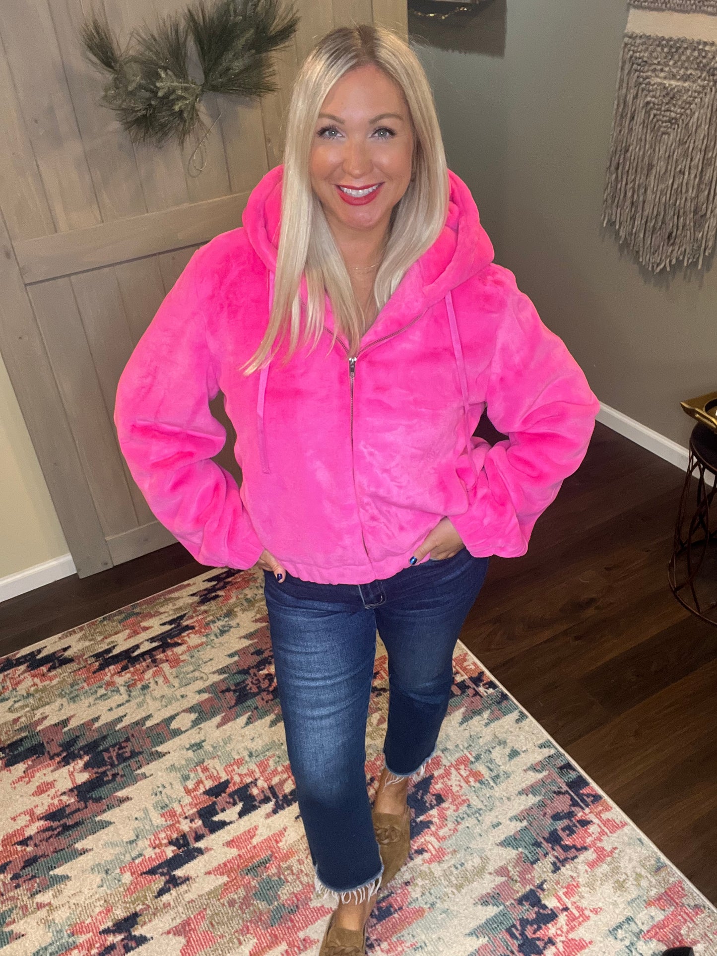 Hot Pink Faux Fur Jacket