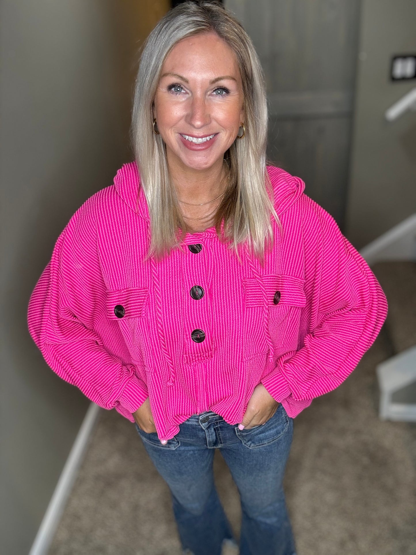 Hot Pink Hooded Top