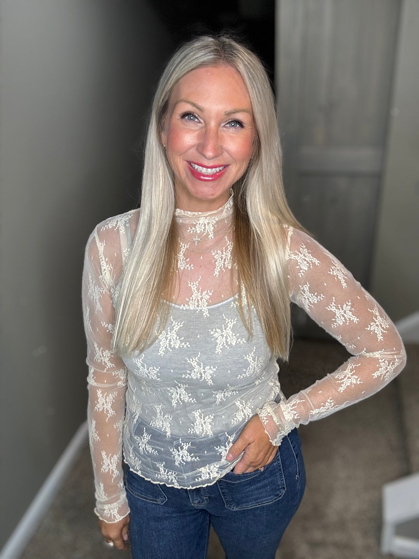 Cream Lace Top