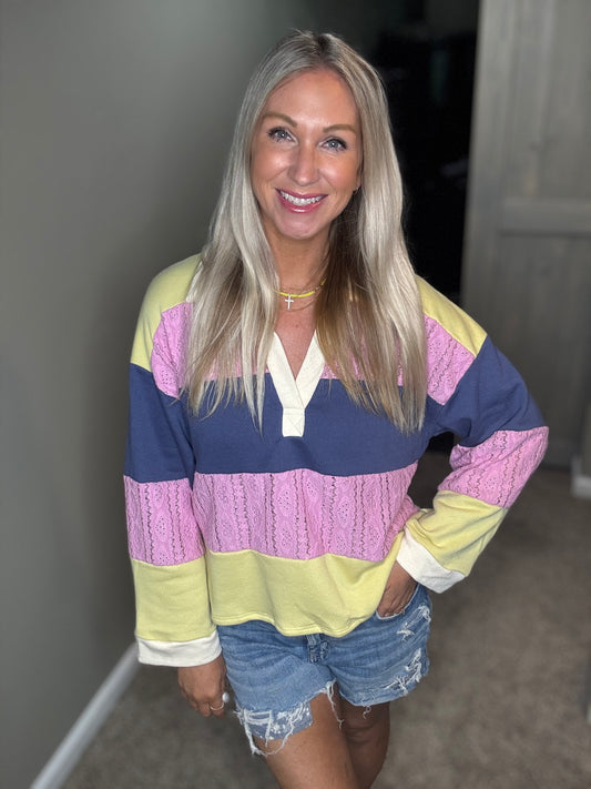 Colorblock Collar Top