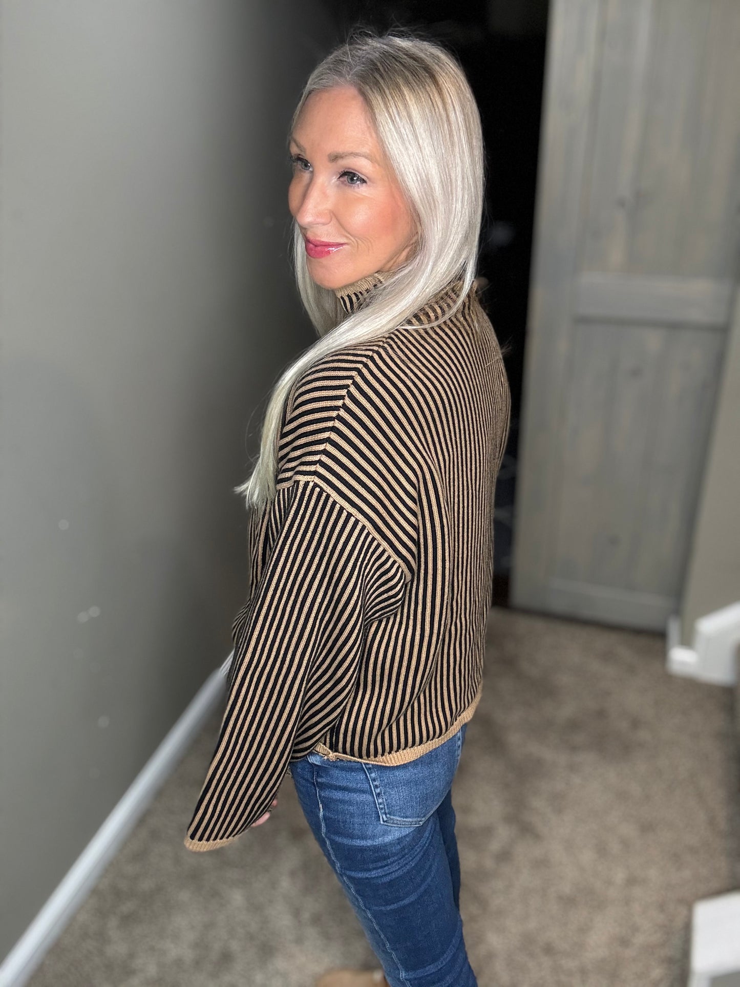 Striped Black Tan Sweater