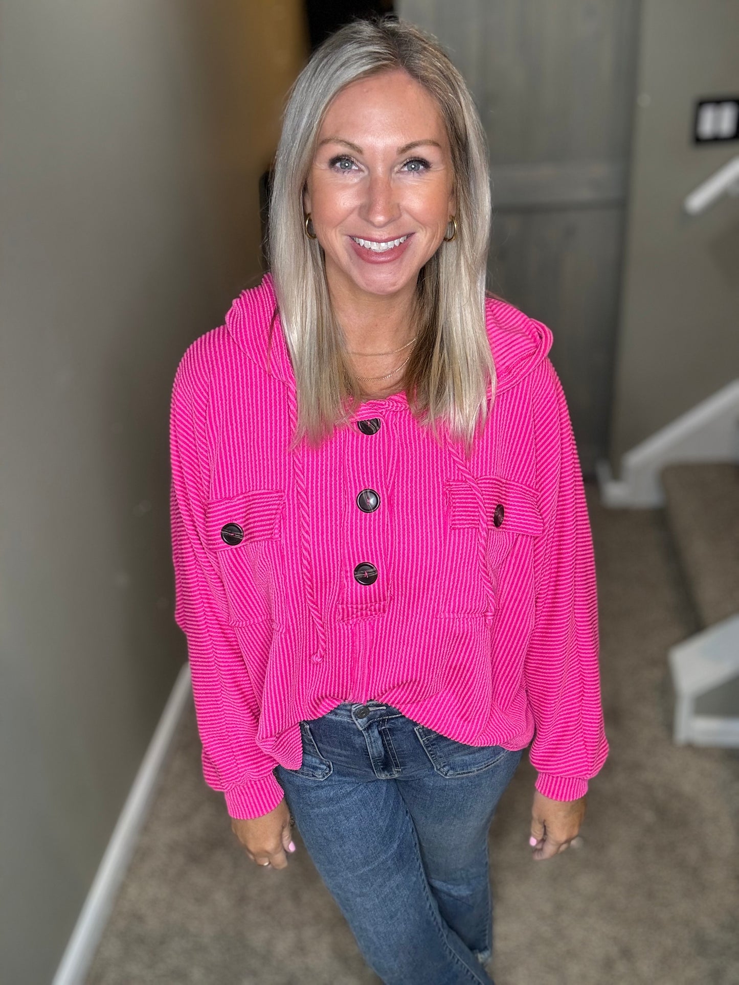 Hot Pink Hooded Top