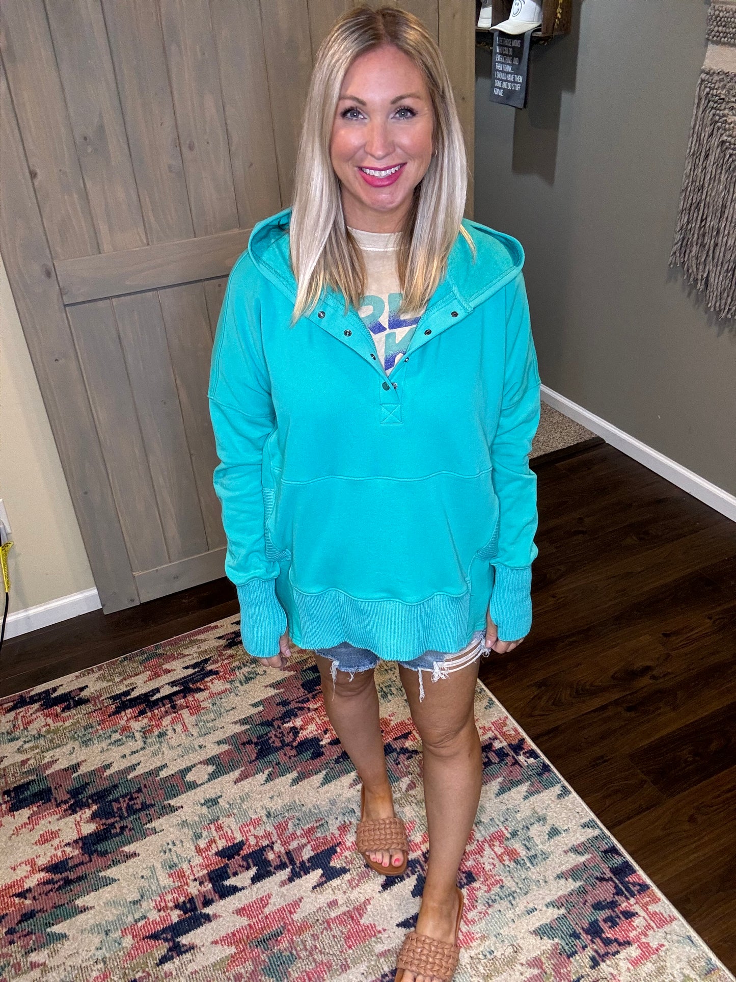 Turquoise French Terry Hoodie