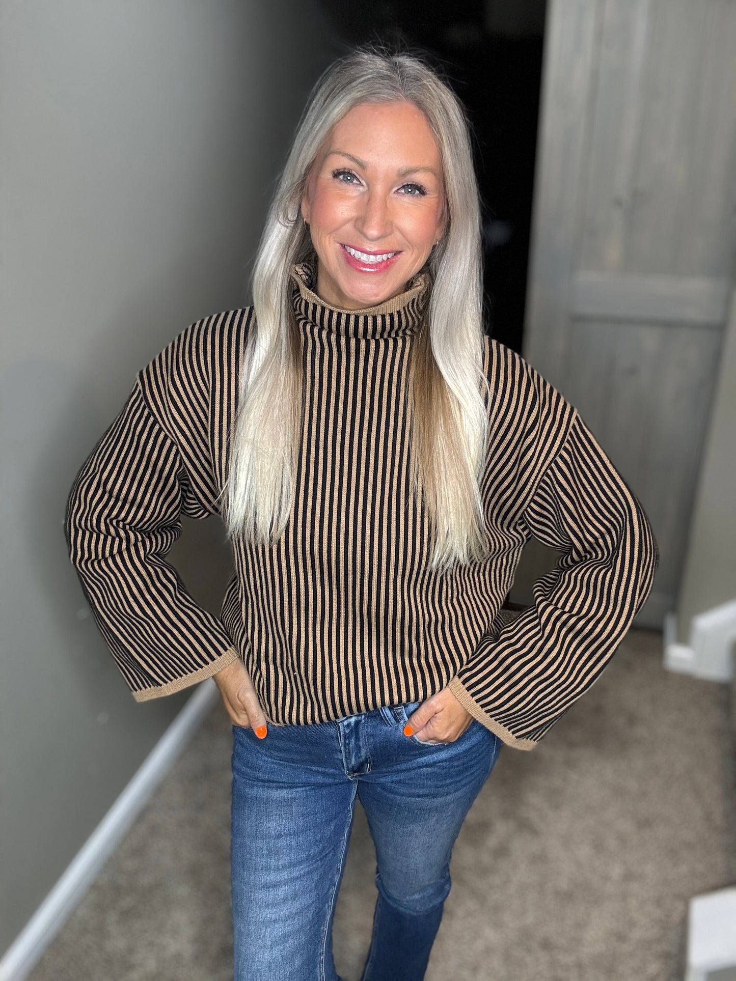Striped Black Tan Sweater