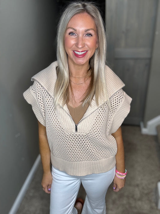 Sand 1/2 Zip Sweater