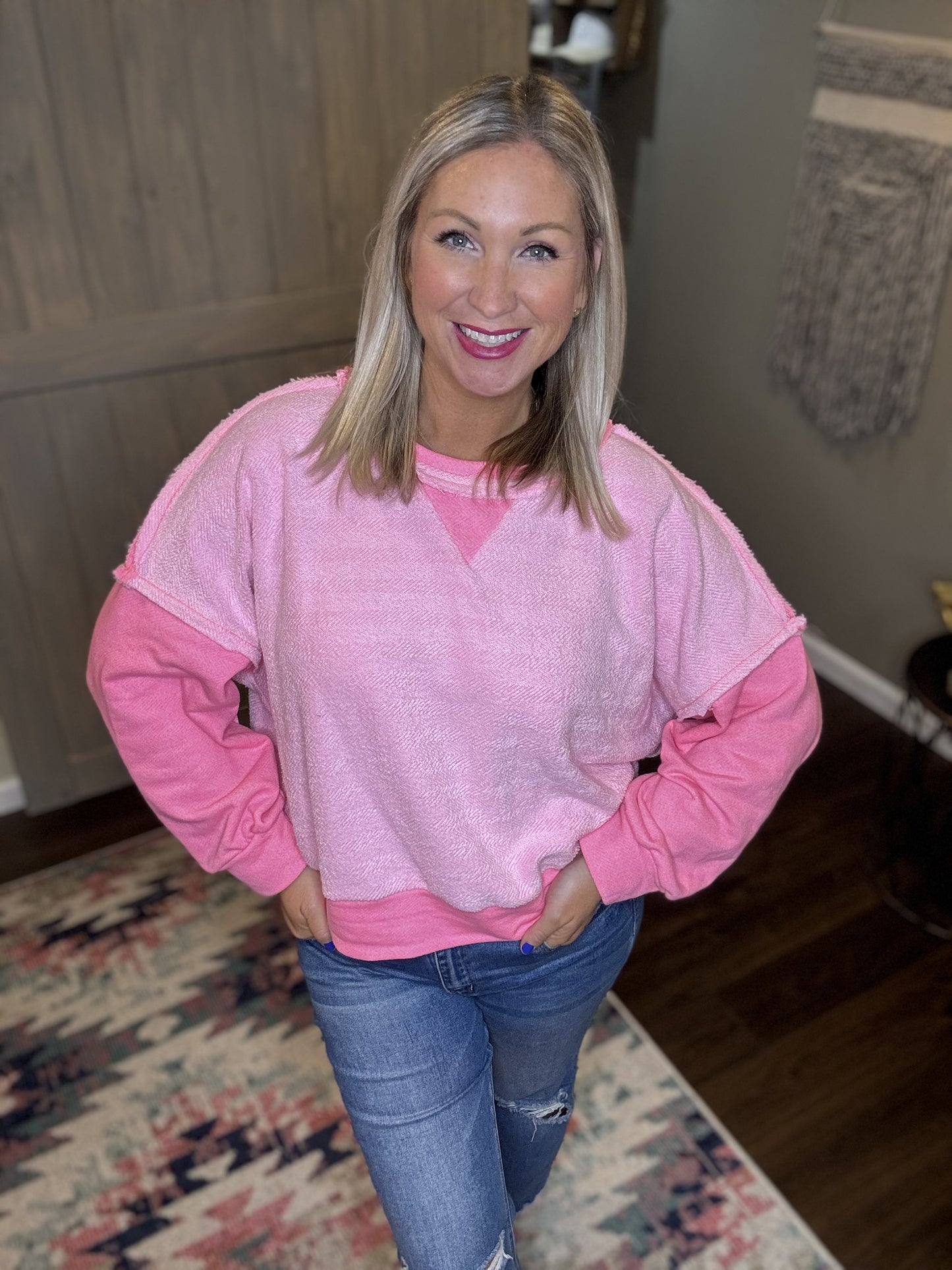 Neon Pink French Terry Sweatshirt