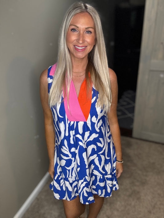 Collar Royal Print Dress