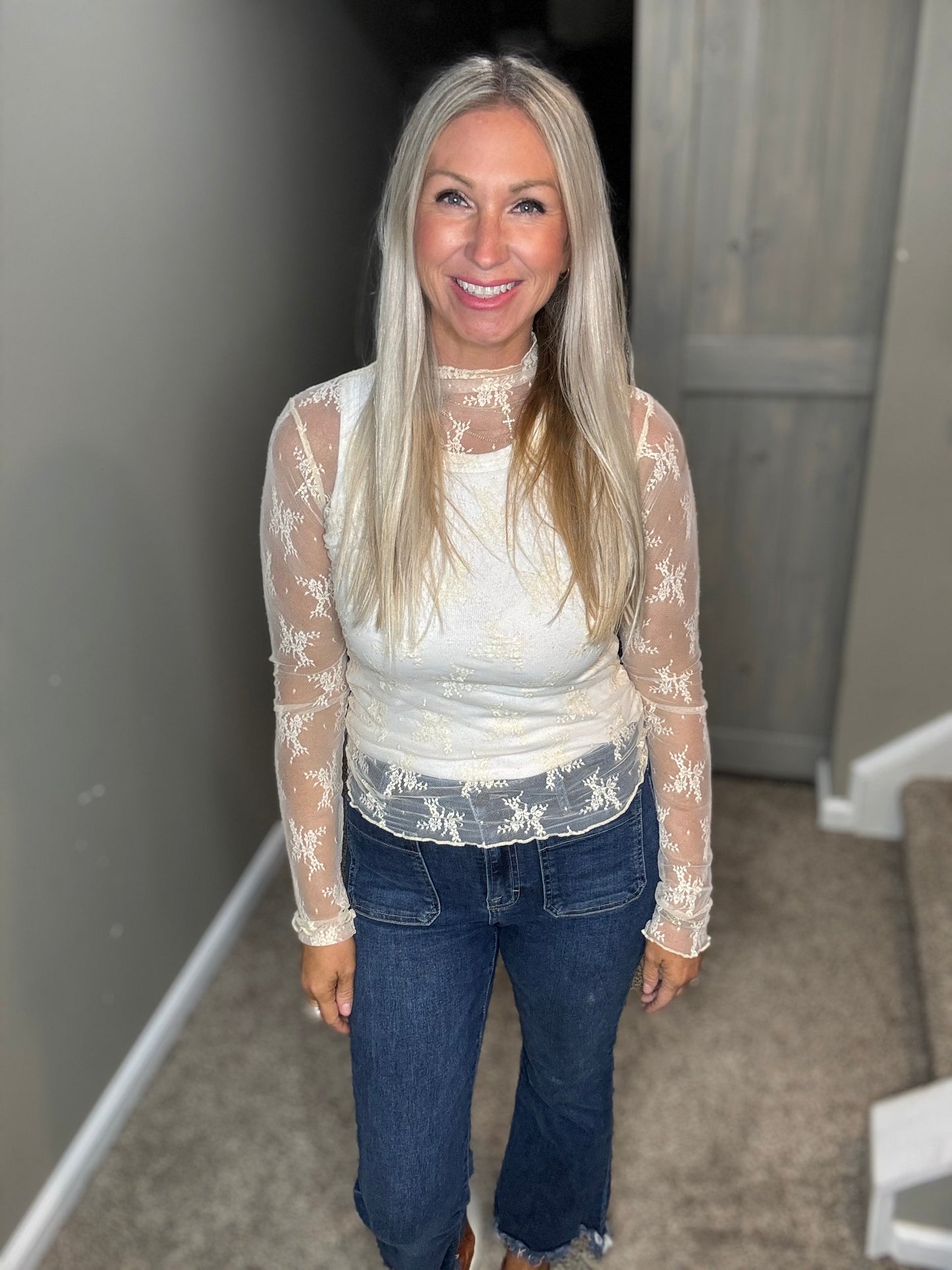 Cream Lace Top