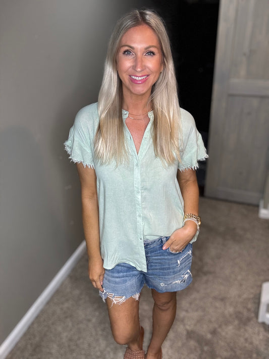 Mint Ruffle Top