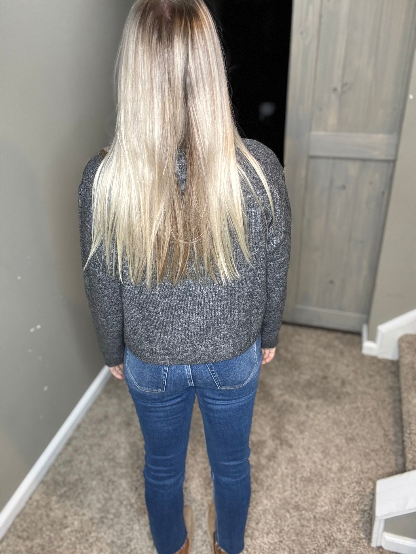 Charcoal White Colorblock Sweater