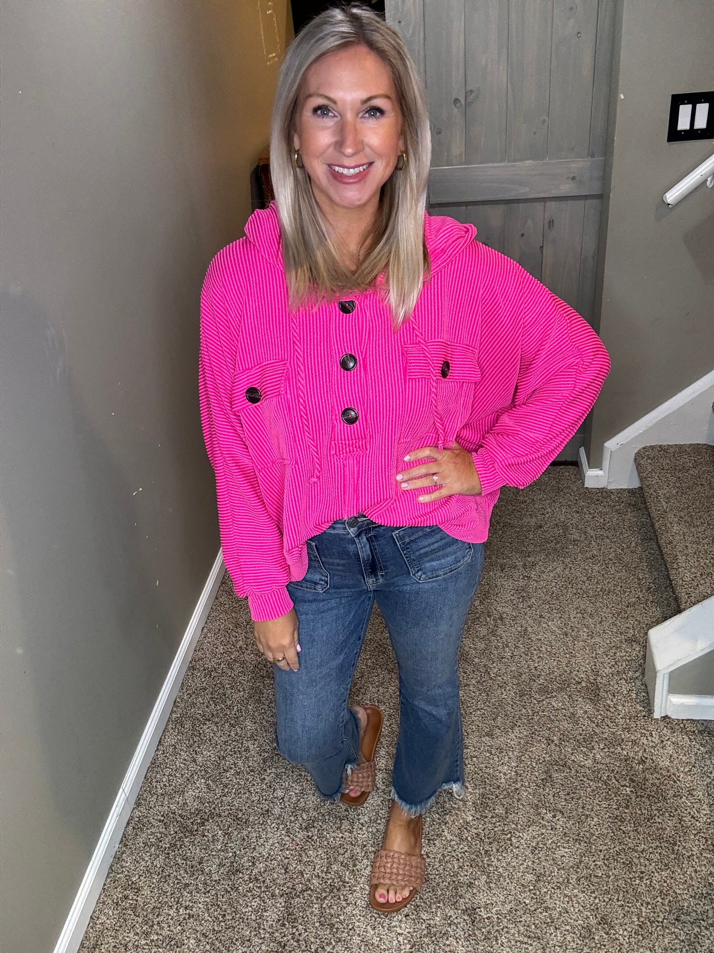 Hot Pink Hooded Top