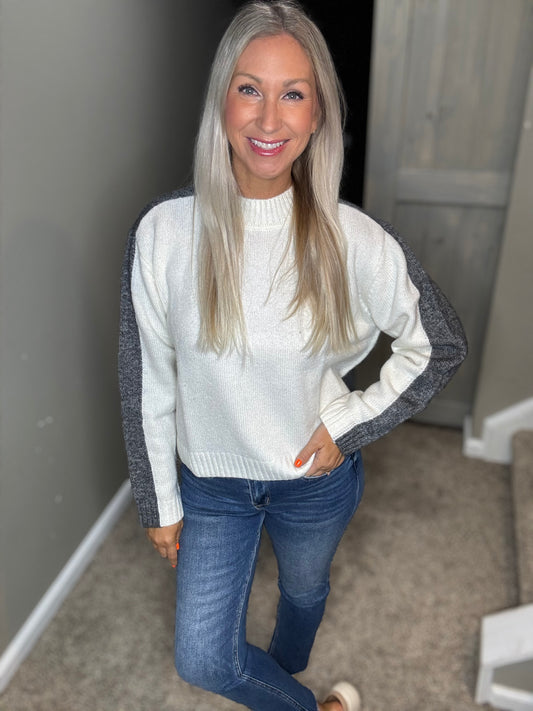 Charcoal White Colorblock Sweater