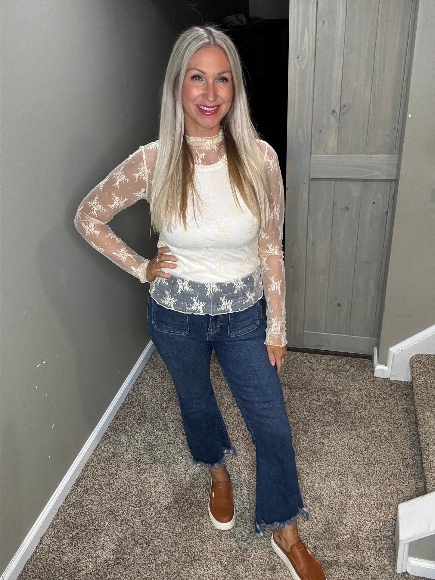 Cream Lace Top