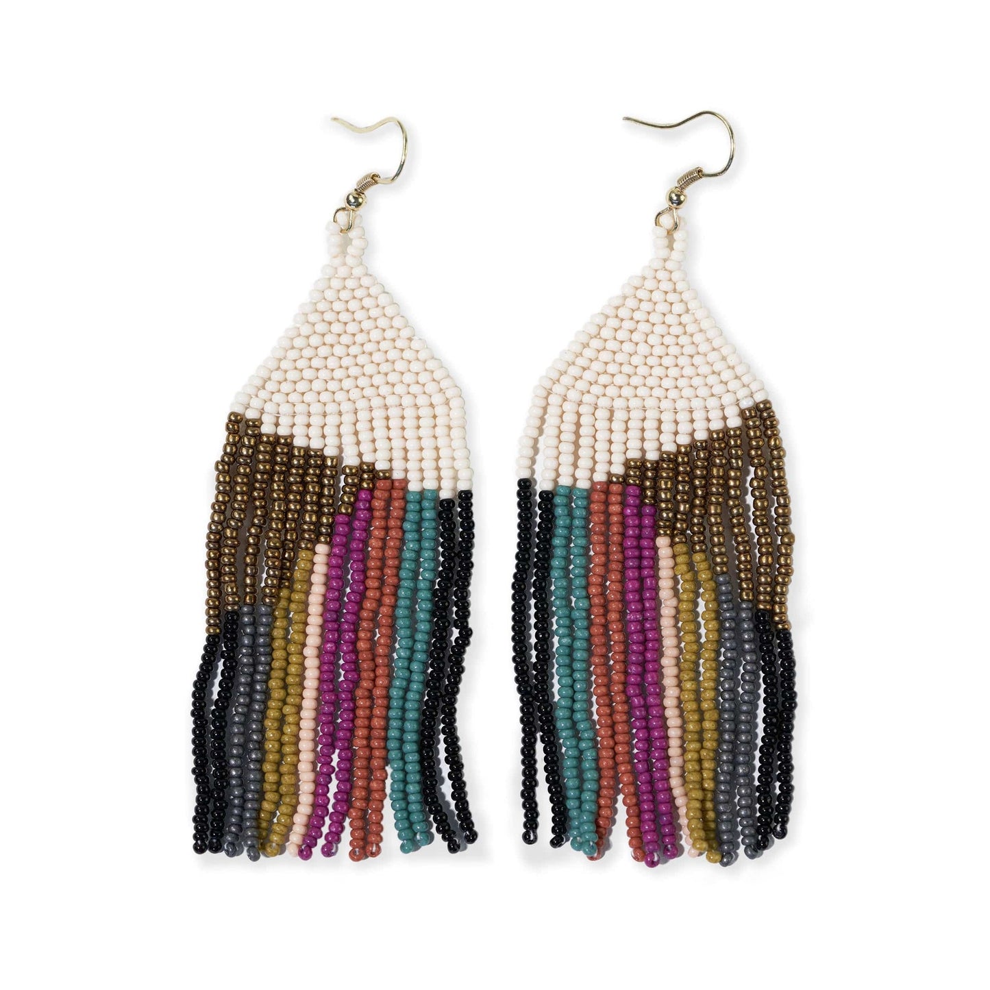 Elise Angled Stripe Muted Rainbow Earrings