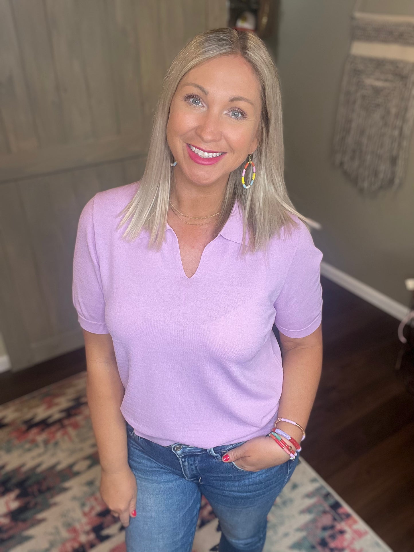 Lavender Knit Polo