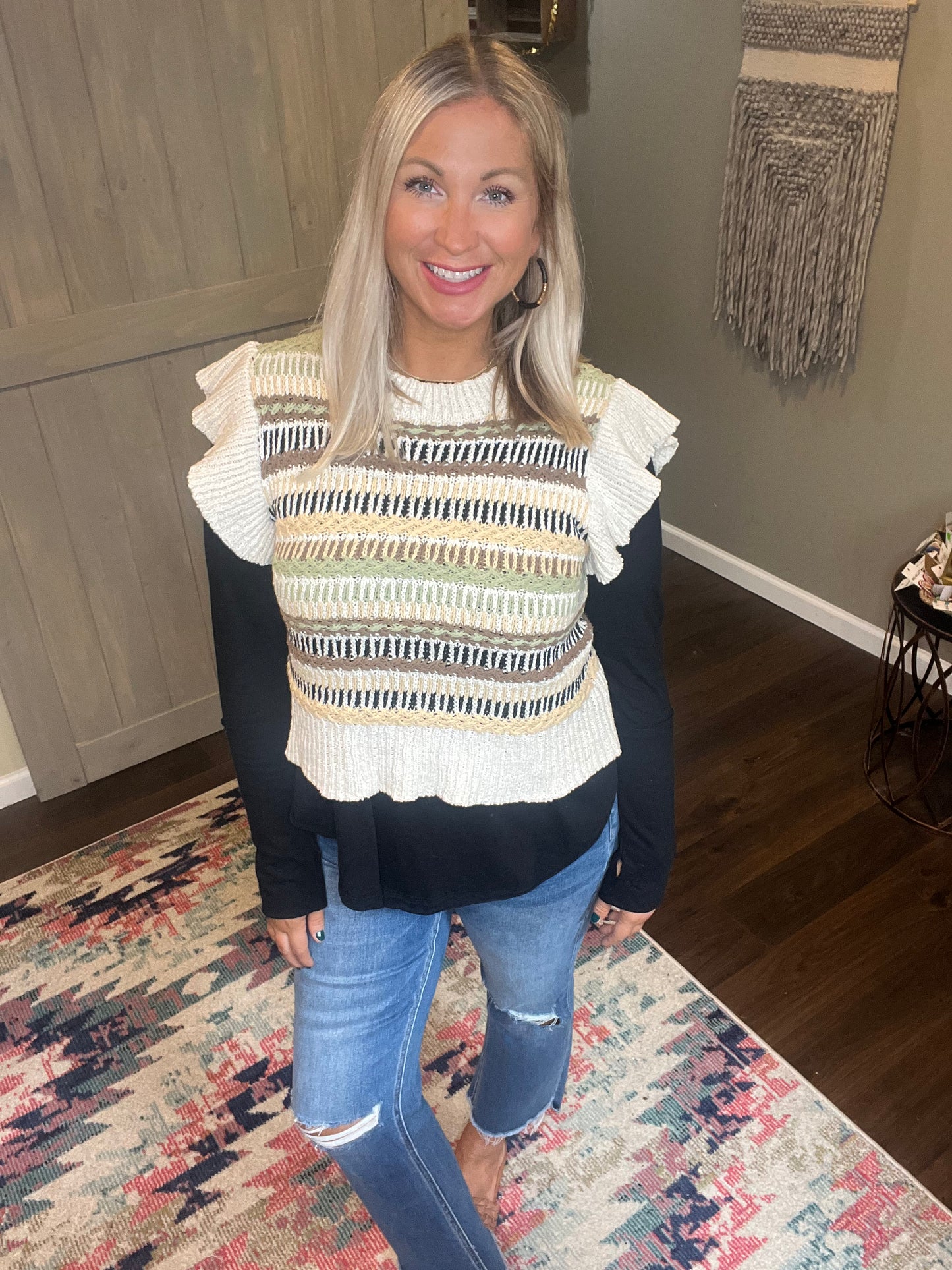 Ruffle Sleeve Sweater