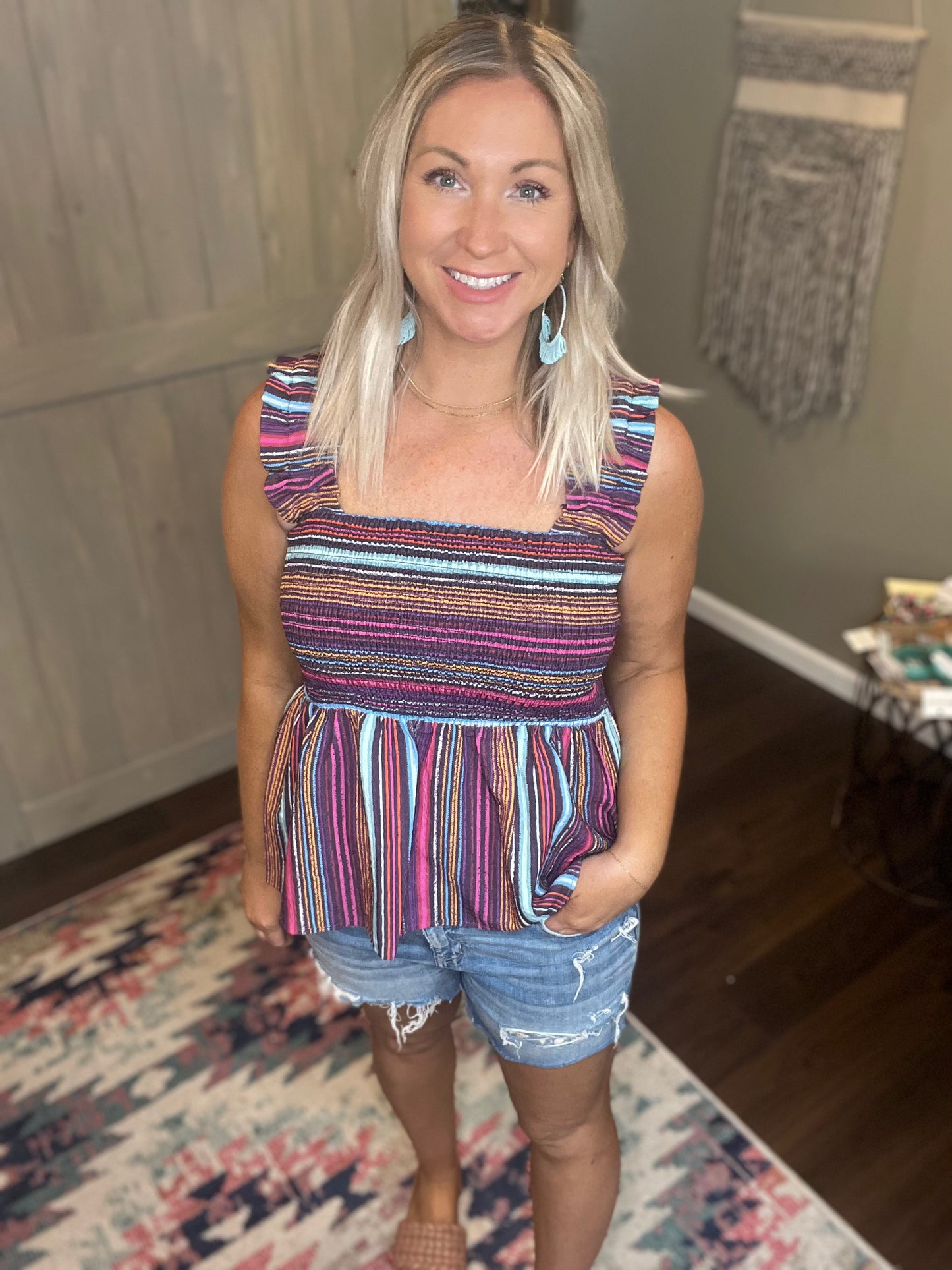 Striped Smocked Tank