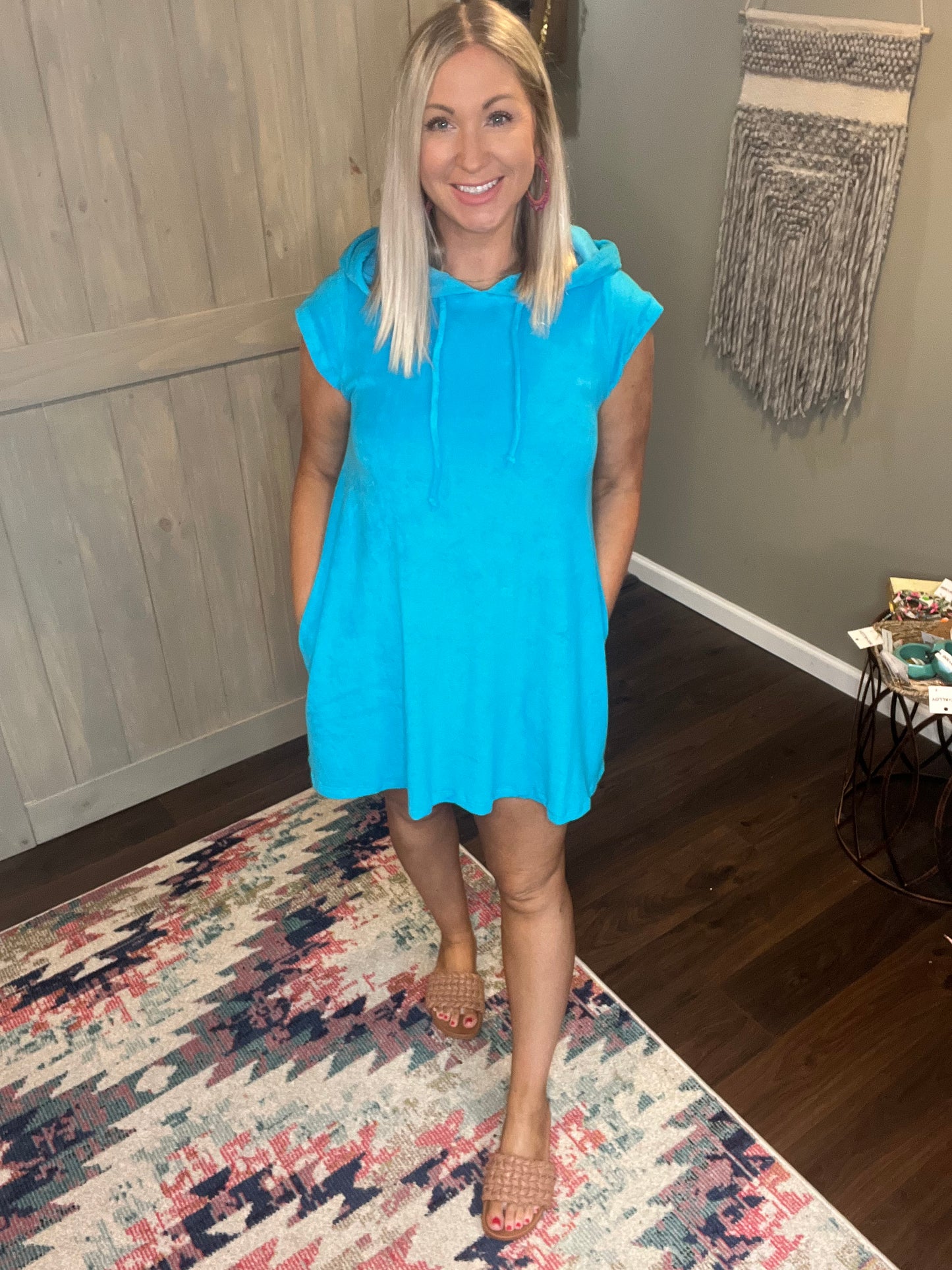 Turquoise French Terry Dress