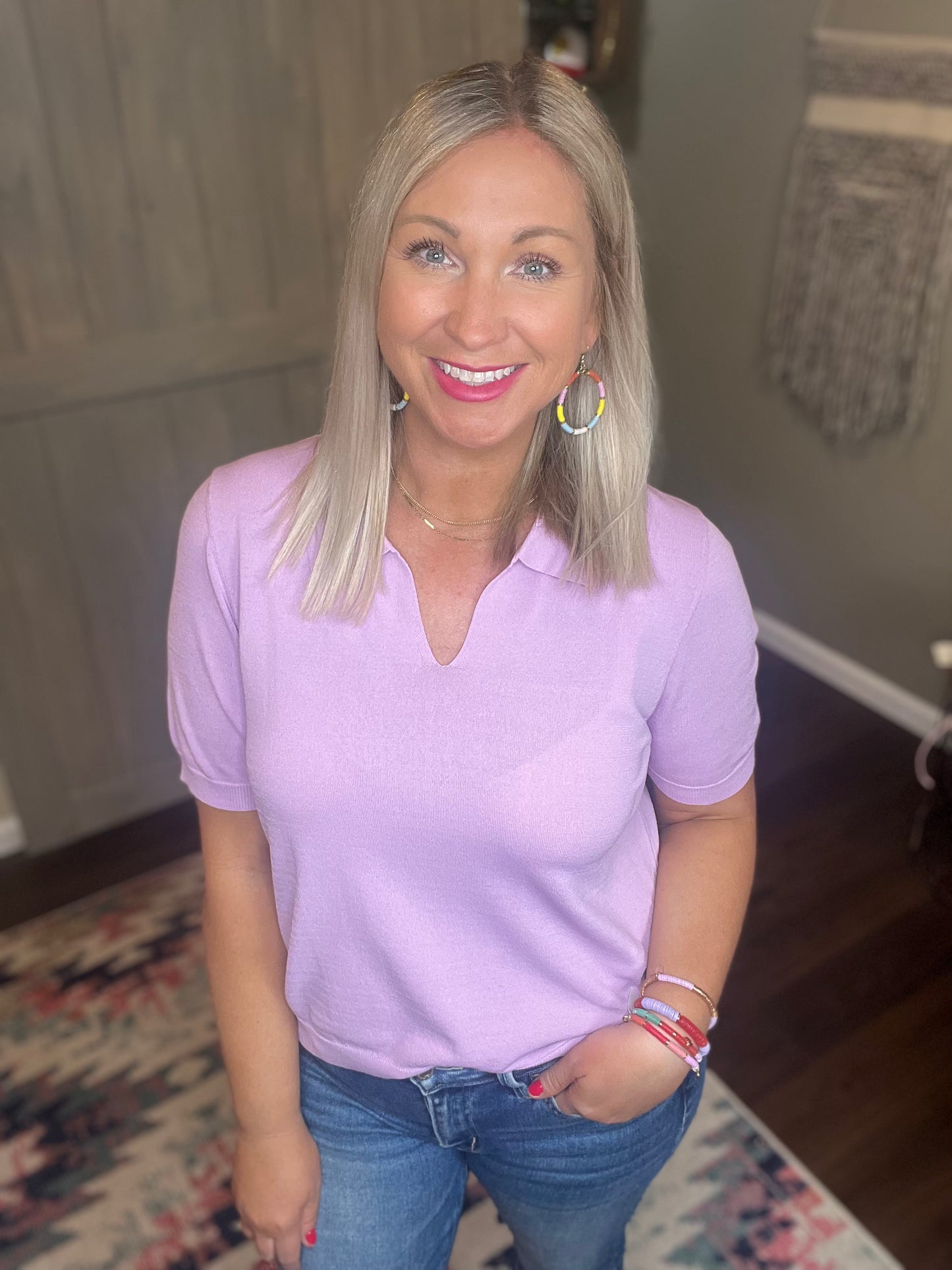 Lavender Knit Polo