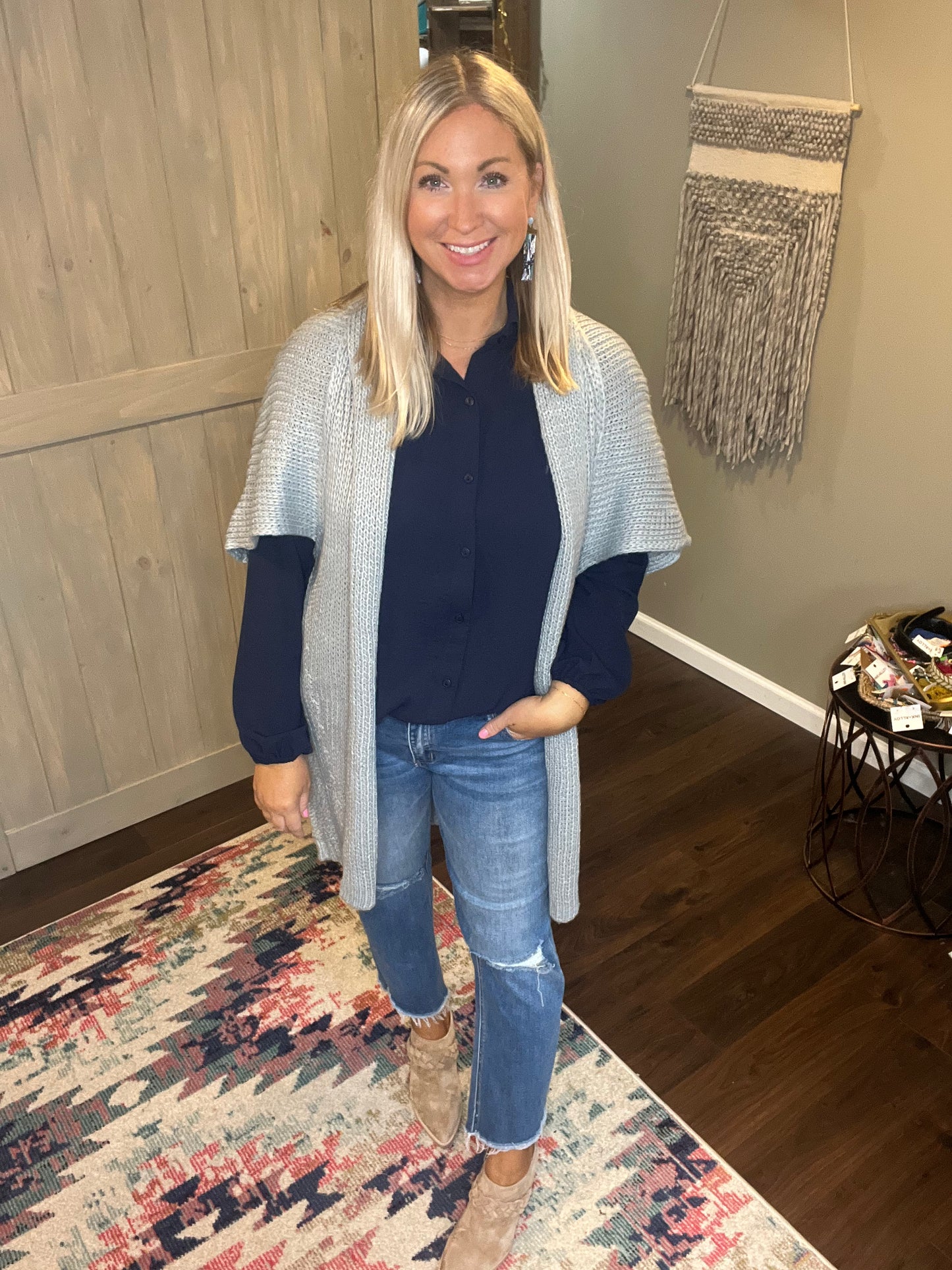 Navy Collared Blouse