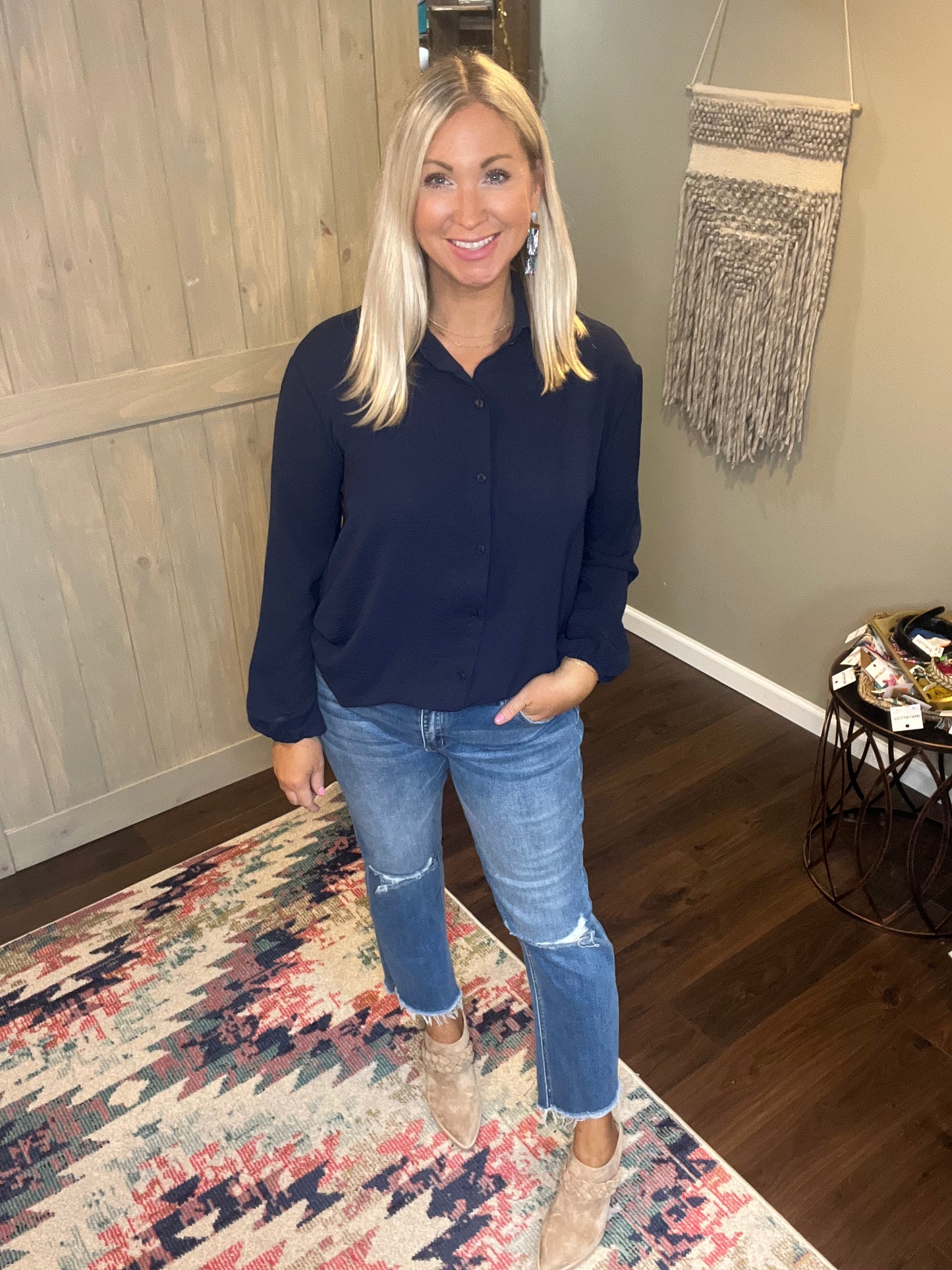 Navy Collared Blouse