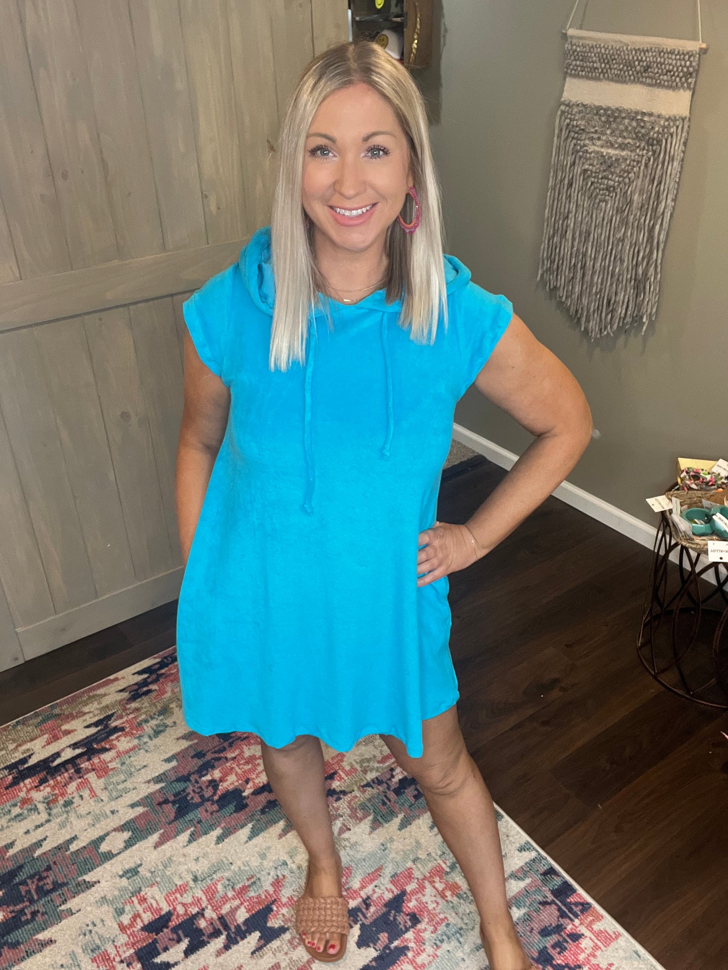 Turquoise French Terry Dress