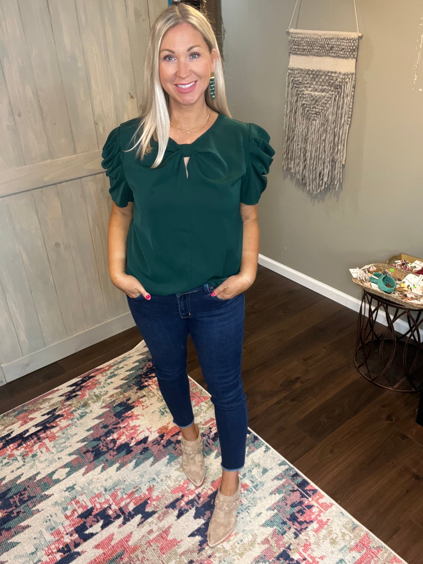 Emerald Puff Sleeve Top