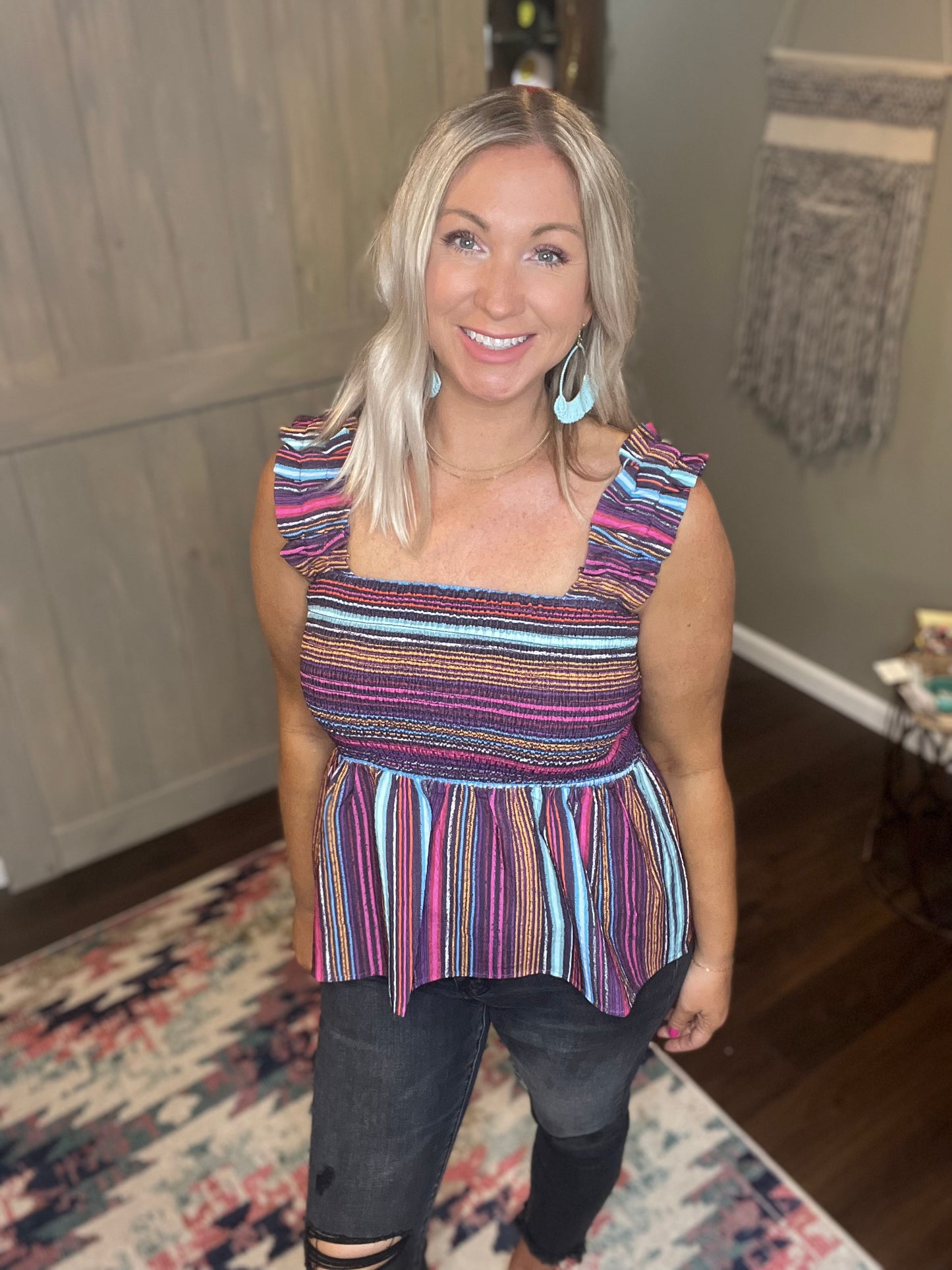 Striped Smocked Tank