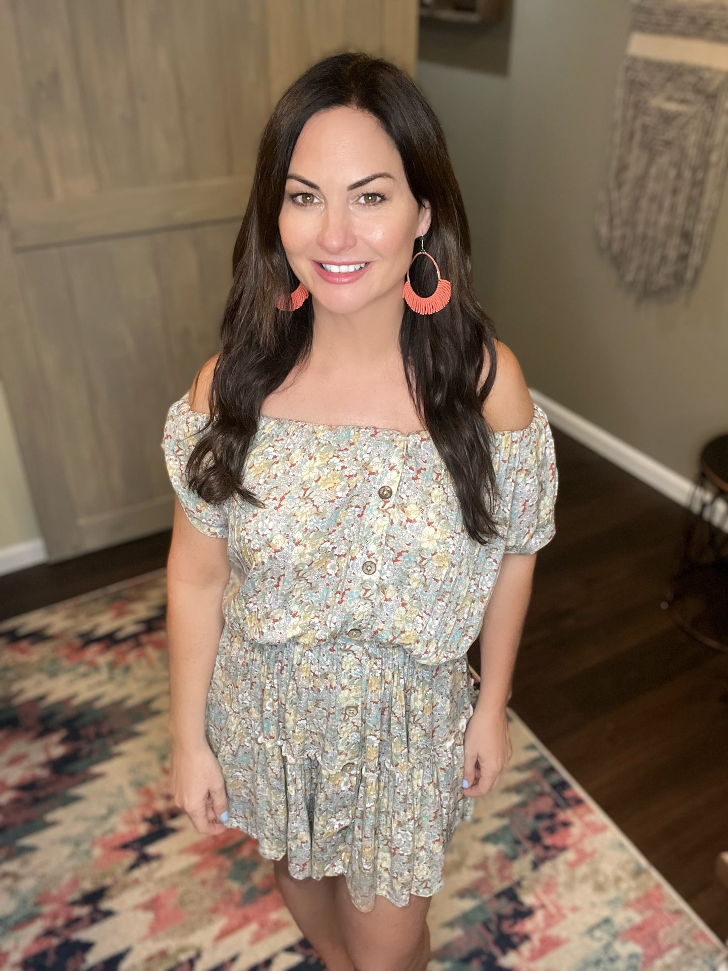 Dusty Rose Floral Print Dress