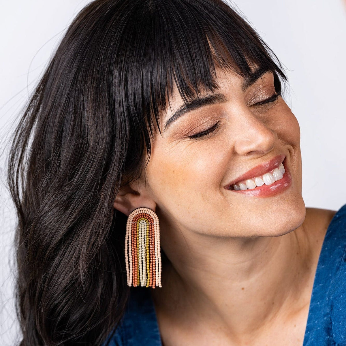 Blush Rainbow Fringe Earrings