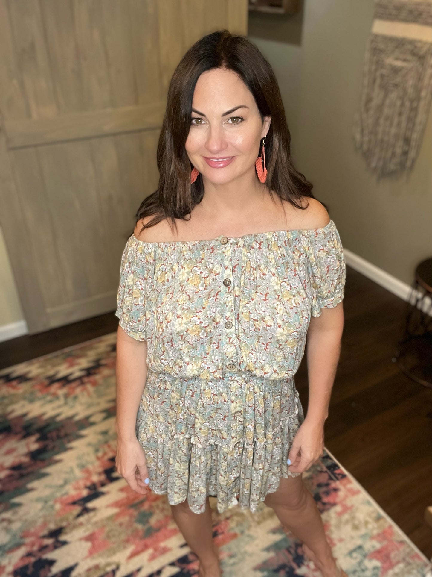 Dusty Rose Floral Print Dress