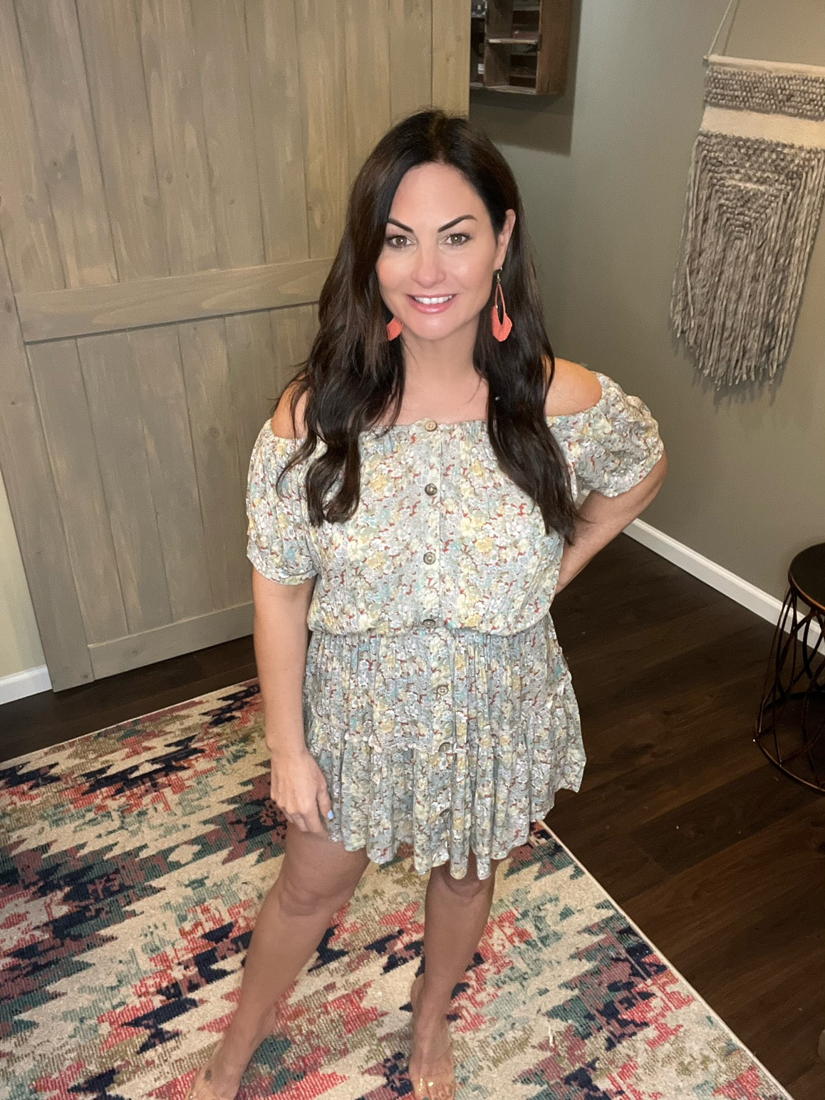 Dusty Rose Floral Print Dress