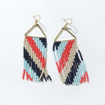 Blue Red Diagonal Stripe Earrings