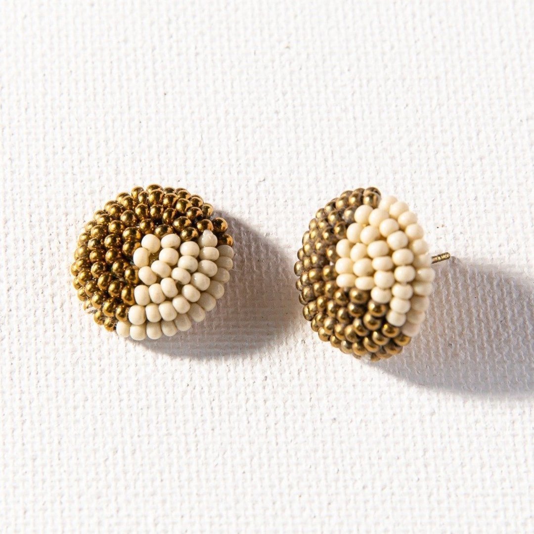 Gold and Ivory Button Post