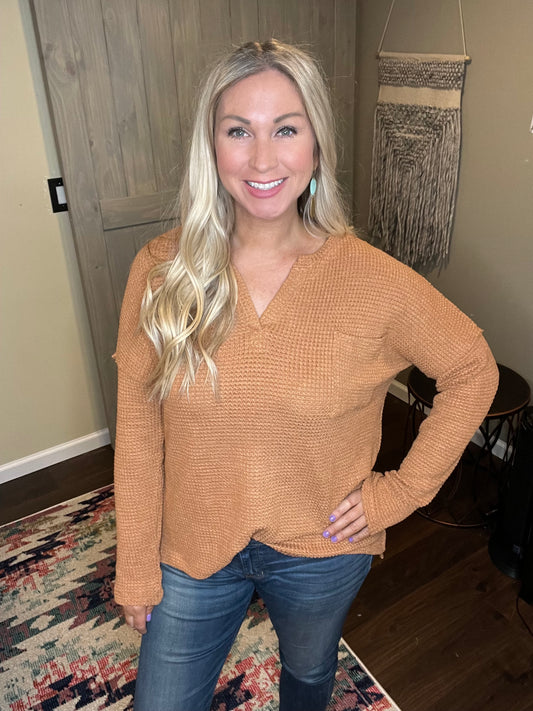 Camel Waffle Knit