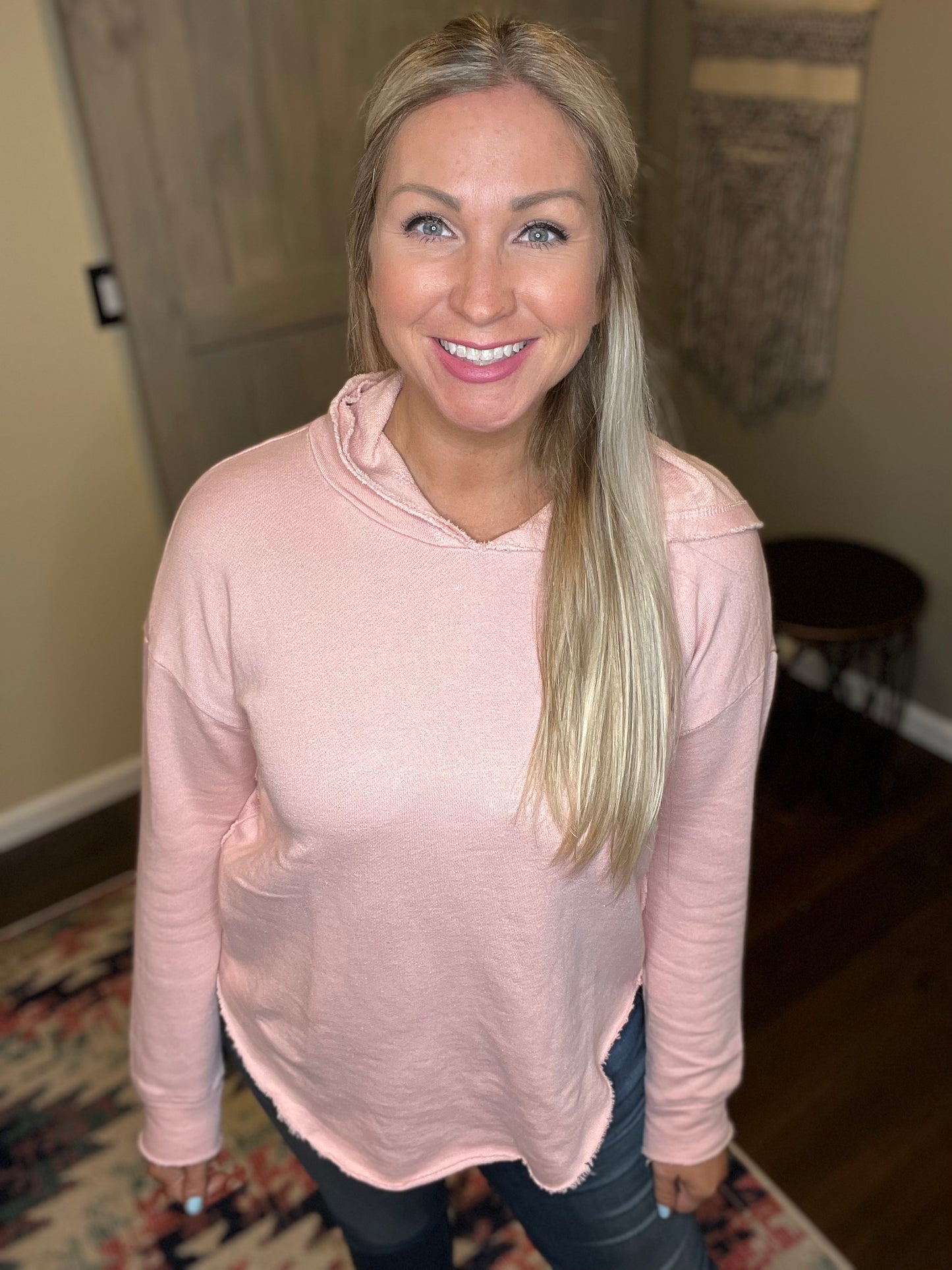Chaser Linen French Terry Hoodie - Blush