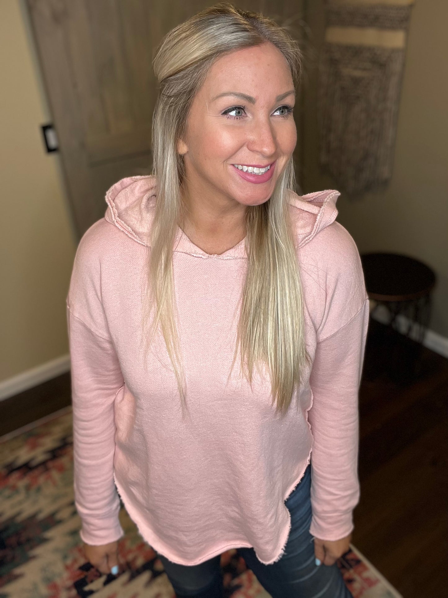 Chaser Linen French Terry Hoodie - Blush