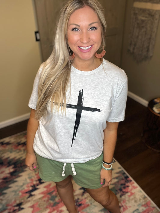 Distressed Cross Graphic Tee