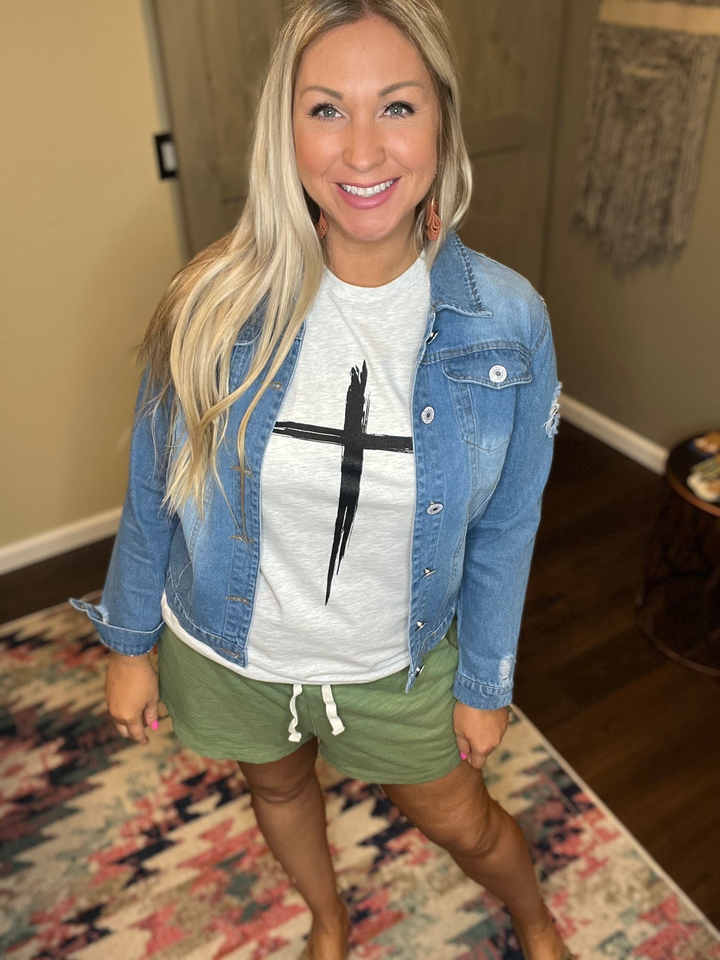 Distressed Cross Graphic Tee