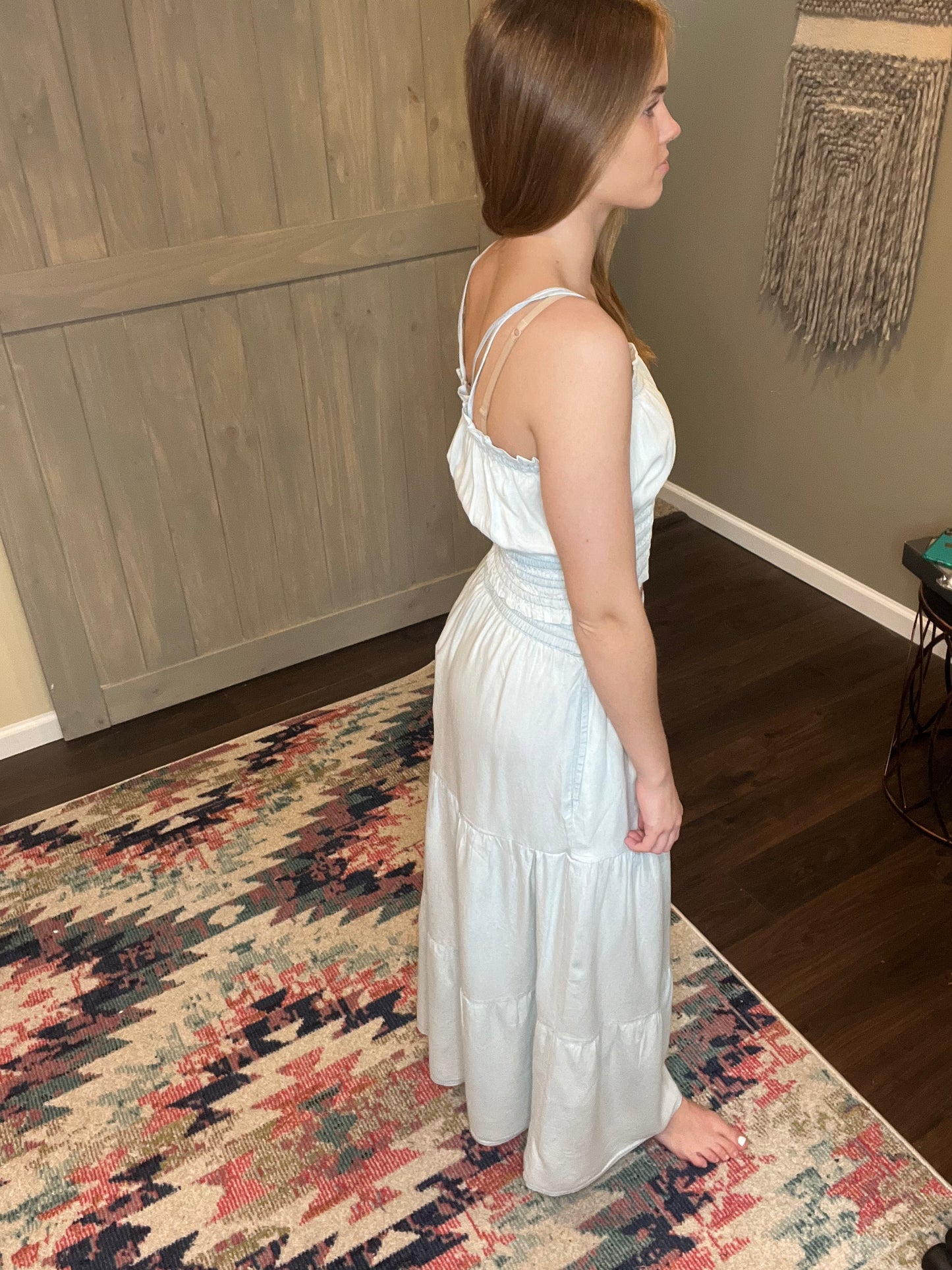 Denim Tiered Maxi Skirt
