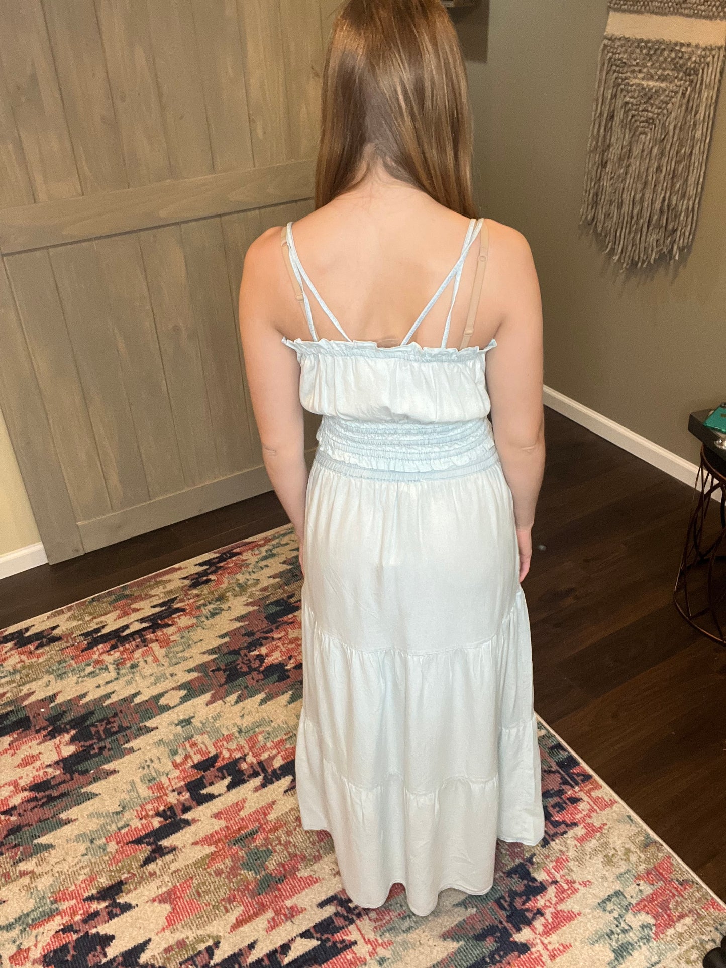 Denim Tiered Maxi Skirt